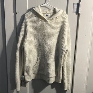 American Eagle Outfitters Cream Chunky Knit Hooded Sweater